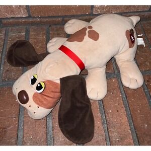 Pound Puppies Tan Brown Spotted Dog Plush 2019 Basic Fun Red Collar Retro 18"